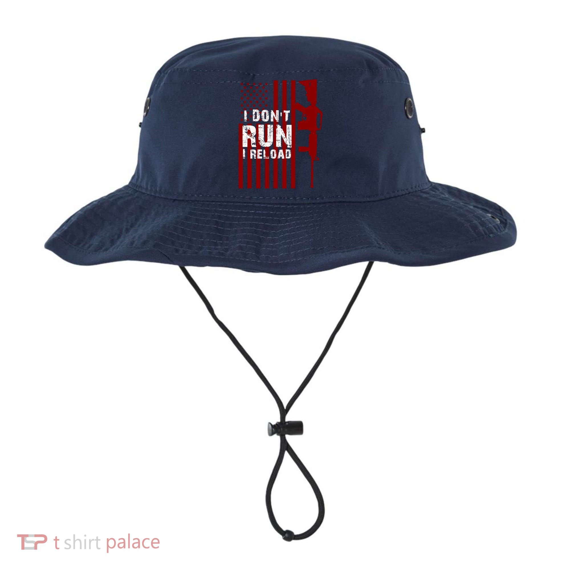 Funny Gun Lovers I Don't Run I Reload Gun Owners US Flag Bucket Hat