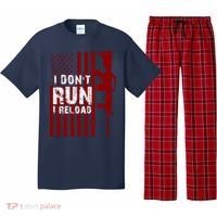 Funny Gun Lovers I Don't Run I Reload Gun Owners US Flag Pajama Set thumb 0