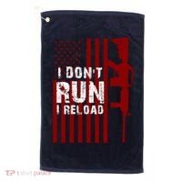 Funny Gun Lovers I Don't Run I Reload Gun Owners US Flag Golf Towel thumb 0