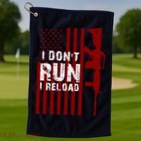 Funny Gun Lovers I Don't Run I Reload Gun Owners US Flag Golf Towel thumb 1
