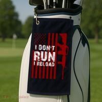 Funny Gun Lovers I Don't Run I Reload Gun Owners US Flag Golf Towel thumb 2