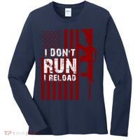 Funny Gun Lovers I Don't Run I Reload Gun Owners US Flag Women's Long Sleeve Shirt thumb 0