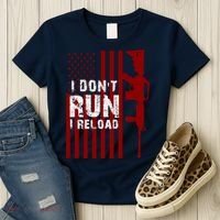 Funny Gun Lovers I Don't Run I Reload Gun Owners US Flag Women's T-Shirt thumb 3