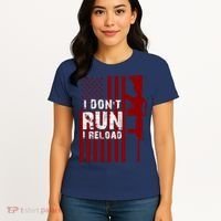 Funny Gun Lovers I Don't Run I Reload Gun Owners US Flag Women's T-Shirt thumb 4