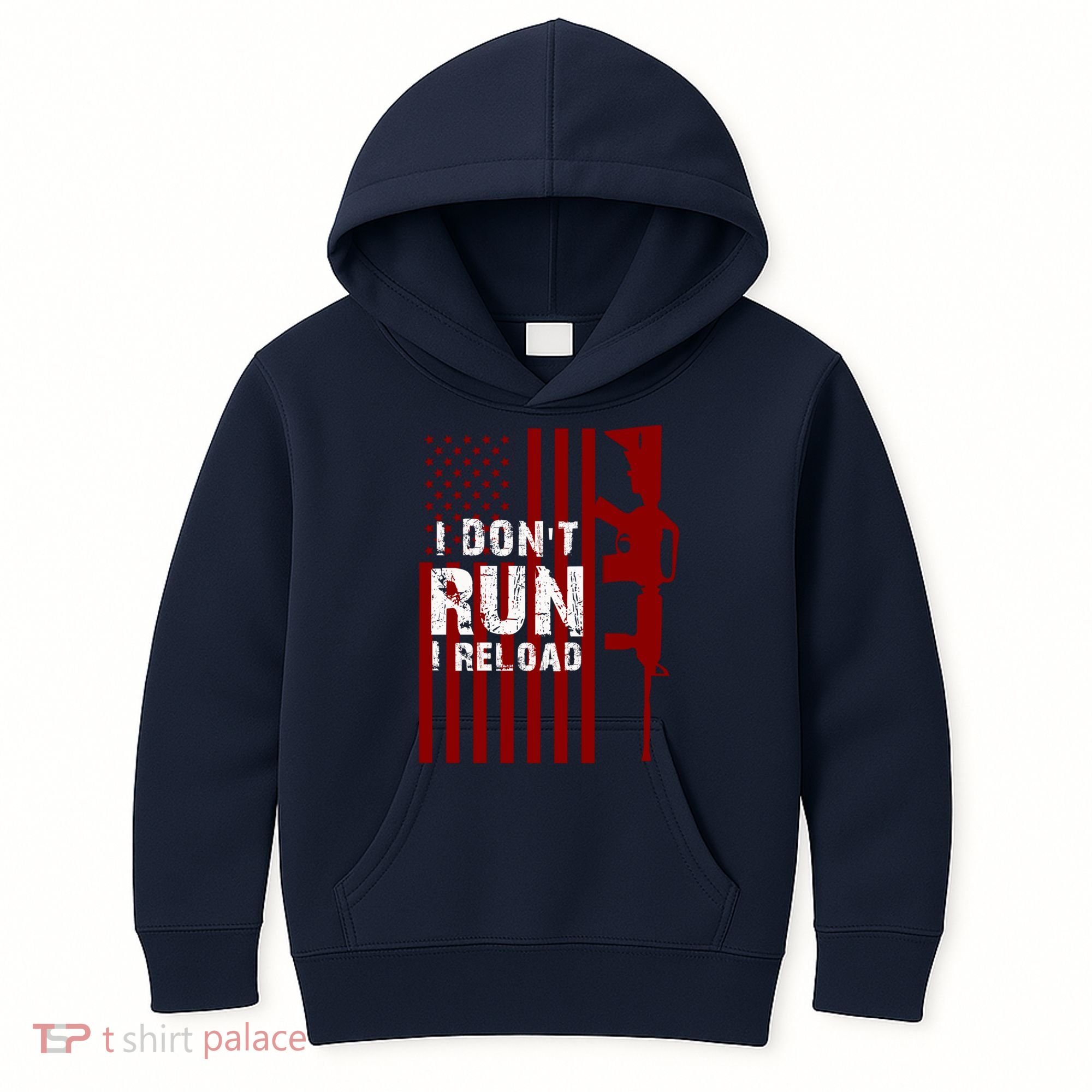 Funny Gun Lovers I Don't Run I Reload Gun Owners US Flag Kids Hoodie