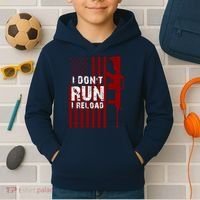 Funny Gun Lovers I Don't Run I Reload Gun Owners US Flag Kids Hoodie thumb 2