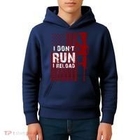 Funny Gun Lovers I Don't Run I Reload Gun Owners US Flag Kids Hoodie thumb 4