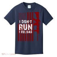 Funny Gun Lovers I Don't Run I Reload Gun Owners US Flag Kids T-Shirt thumb 0