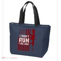 Funny Gun Lovers I Don't Run I Reload Gun Owners US Flag Tote Bag thumb 3