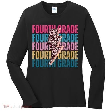 Fourth Grade Lighting Cheetah Back To School Women's Long Sleeve Shirt