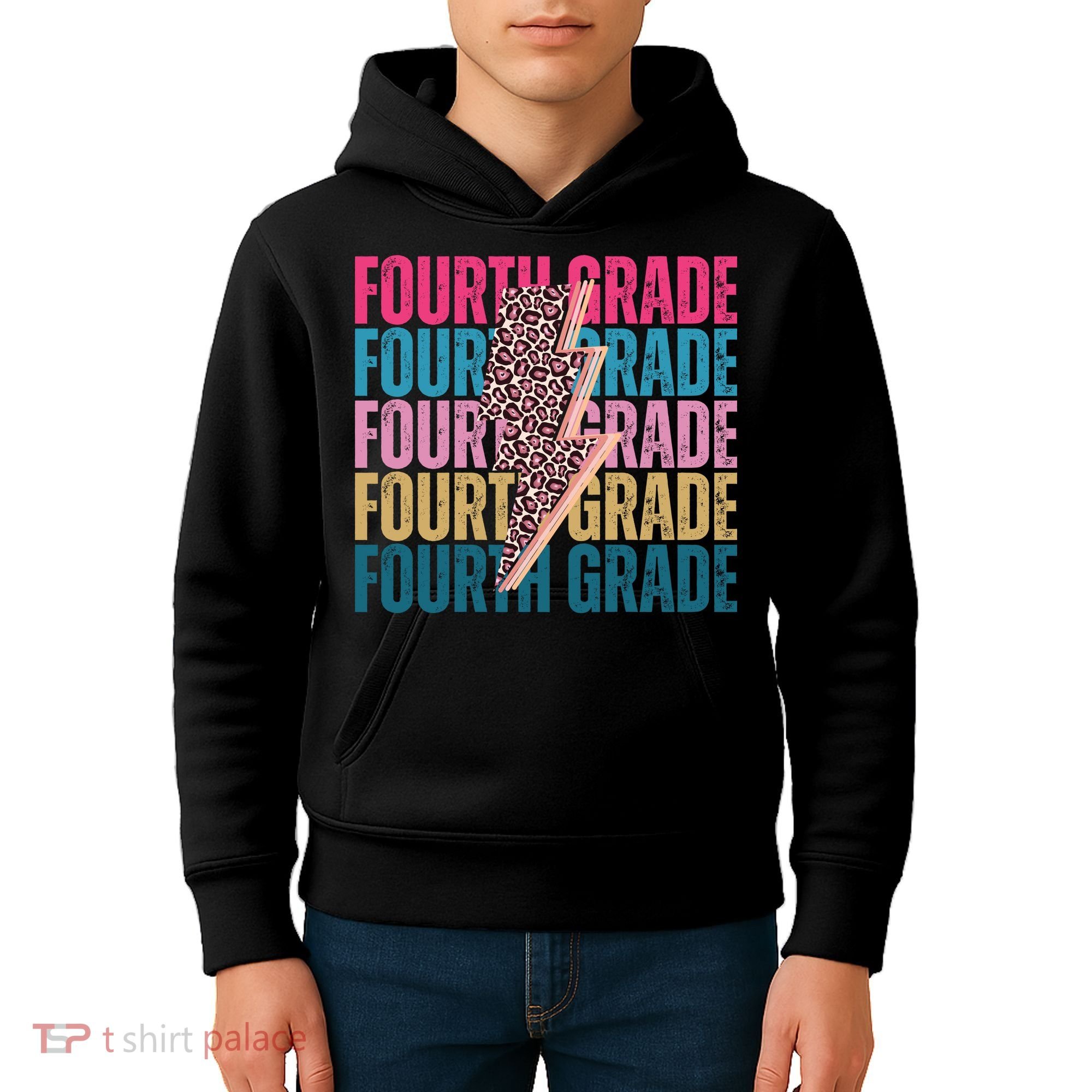 Fourth Grade Lighting Cheetah Back To School Kids Hoodie
