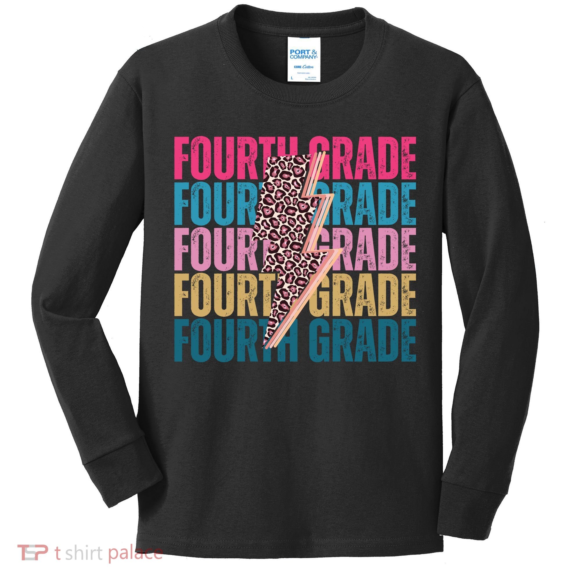Fourth Grade Lighting Cheetah Back To School Kids Long Sleeve Shirt