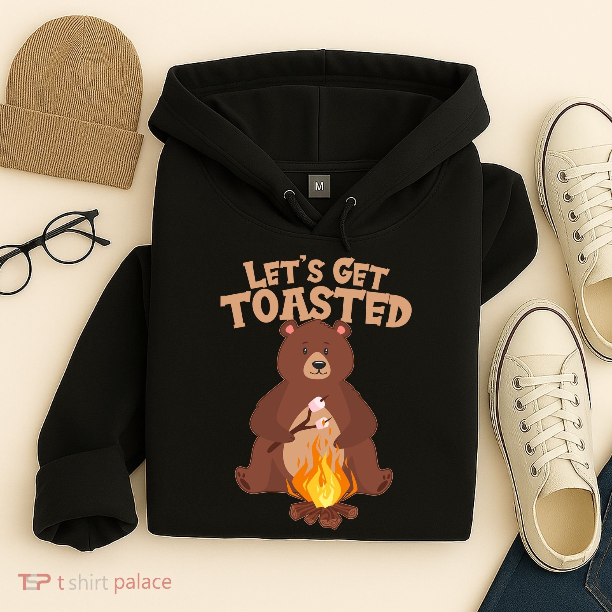 Funny Get Let's Toasted Camping Bear Hoodie