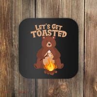 Funny Get Let's Toasted Camping Bear Coaster thumb 0