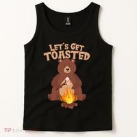 Funny Get Let's Toasted Camping Bear Tank Top thumb 2