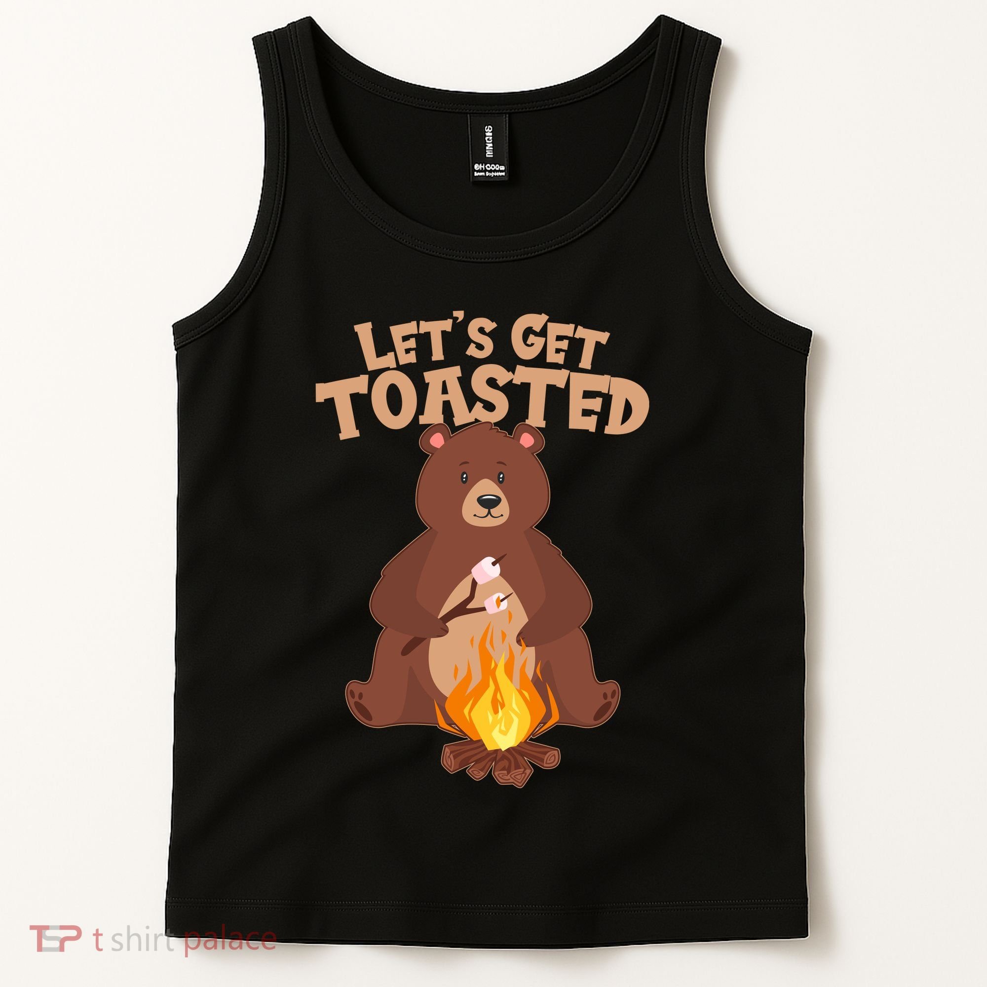 Funny Get Let's Toasted Camping Bear Tank Top
