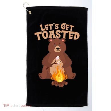 Funny Get Let's Toasted Camping Bear Golf Towel