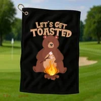 Funny Get Let's Toasted Camping Bear Golf Towel thumb 1