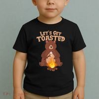 Funny Get Let's Toasted Camping Bear Toddler T-Shirt thumb 2