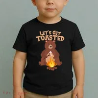 Funny Get Let's Toasted Camping Bear Toddler T-Shirt thumb 2