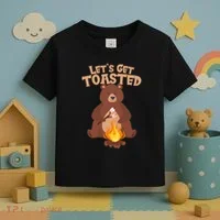 Funny Get Let's Toasted Camping Bear Toddler T-Shirt thumb 3