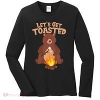 Funny Get Let's Toasted Camping Bear Women's Long Sleeve Shirt thumb 0