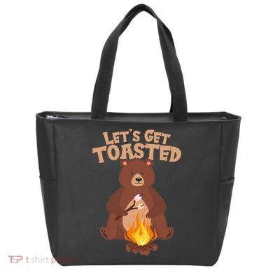 Funny Get Let's Toasted Camping Bear Tote Bag