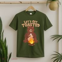 Funny Get Let's Toasted Camping Bear T-Shirt thumb 2