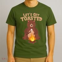 Funny Get Let's Toasted Camping Bear T-Shirt thumb 3