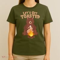 Funny Get Let's Toasted Camping Bear T-Shirt thumb 4