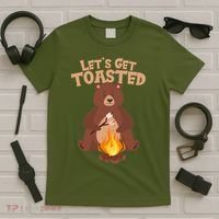 Funny Get Let's Toasted Camping Bear T-Shirt thumb 5