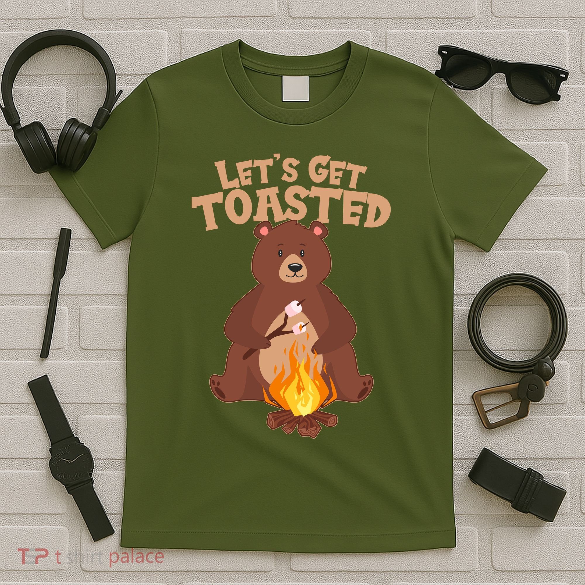 Funny Get Let's Toasted Camping Bear T-Shirt