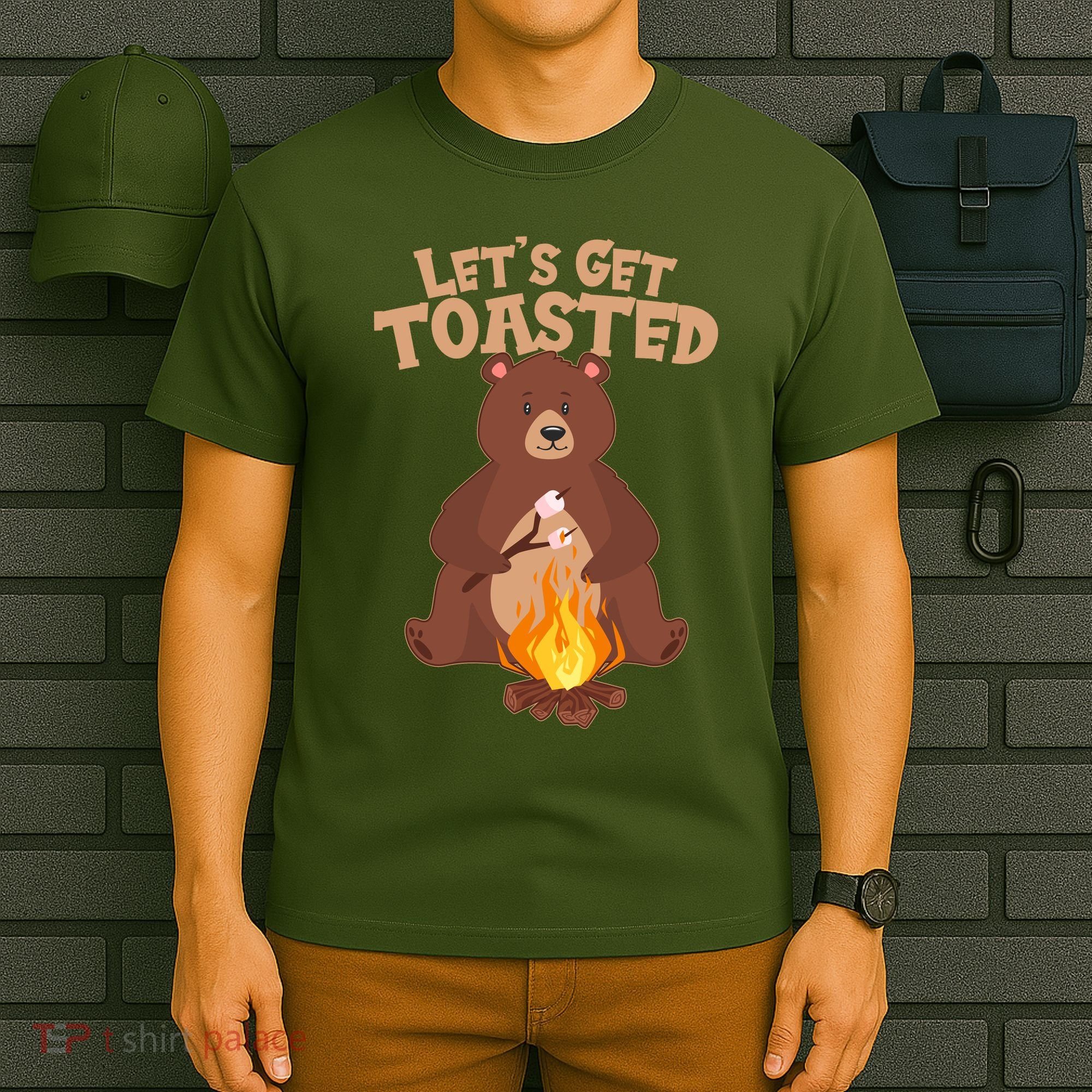 Funny Get Let's Toasted Camping Bear T-Shirt