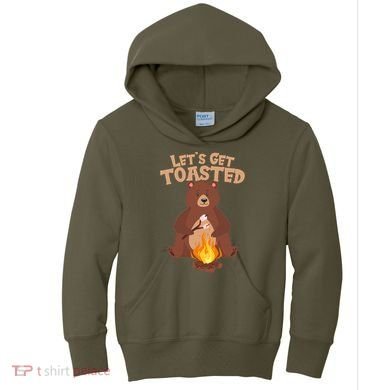 Funny Get Let's Toasted Camping Bear Kids Hoodie