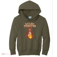 Funny Get Let's Toasted Camping Bear Kids Hoodie thumb 0