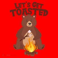 Funny Get Let's Toasted Camping Bear Santa Hat thumb 1