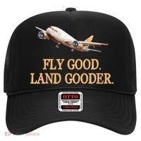 Fly Good Land Gooder Funny Airplane Aviation Airline Pilot Gift Hat thumb 0