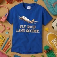 Fly Good Land Gooder Funny Airplane Aviation Airline Pilot Gift Kids T-Shirt thumb 3