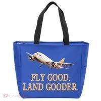 Fly Good Land Gooder Funny Airplane Aviation Airline Pilot Gift Tote Bag thumb 0