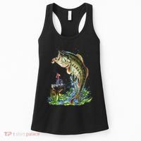 Fishing Graphic Large Mouth Bass Fish Women's Tank Top thumb 0