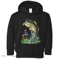 Fishing Graphic Large Mouth Bass Fish Toddler Hoodie thumb 0