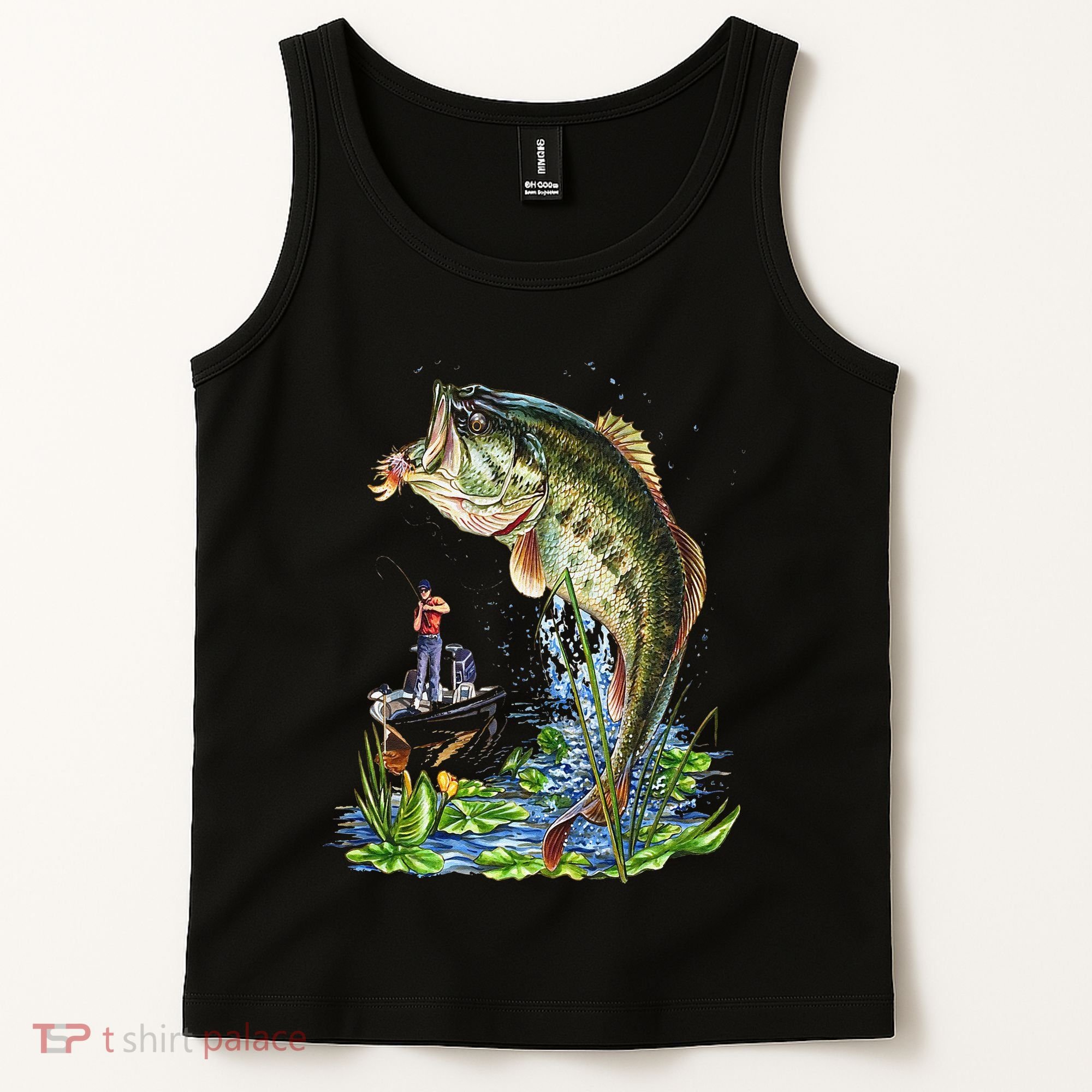 Fishing Graphic Large Mouth Bass Fish Tank Top
