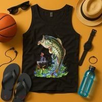 Fishing Graphic Large Mouth Bass Fish Tank Top thumb 4