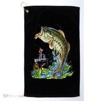Fishing Graphic Large Mouth Bass Fish Golf Towel thumb 0
