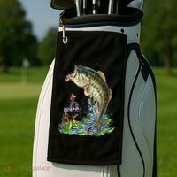 Fishing Graphic Large Mouth Bass Fish Golf Towel thumb 2
