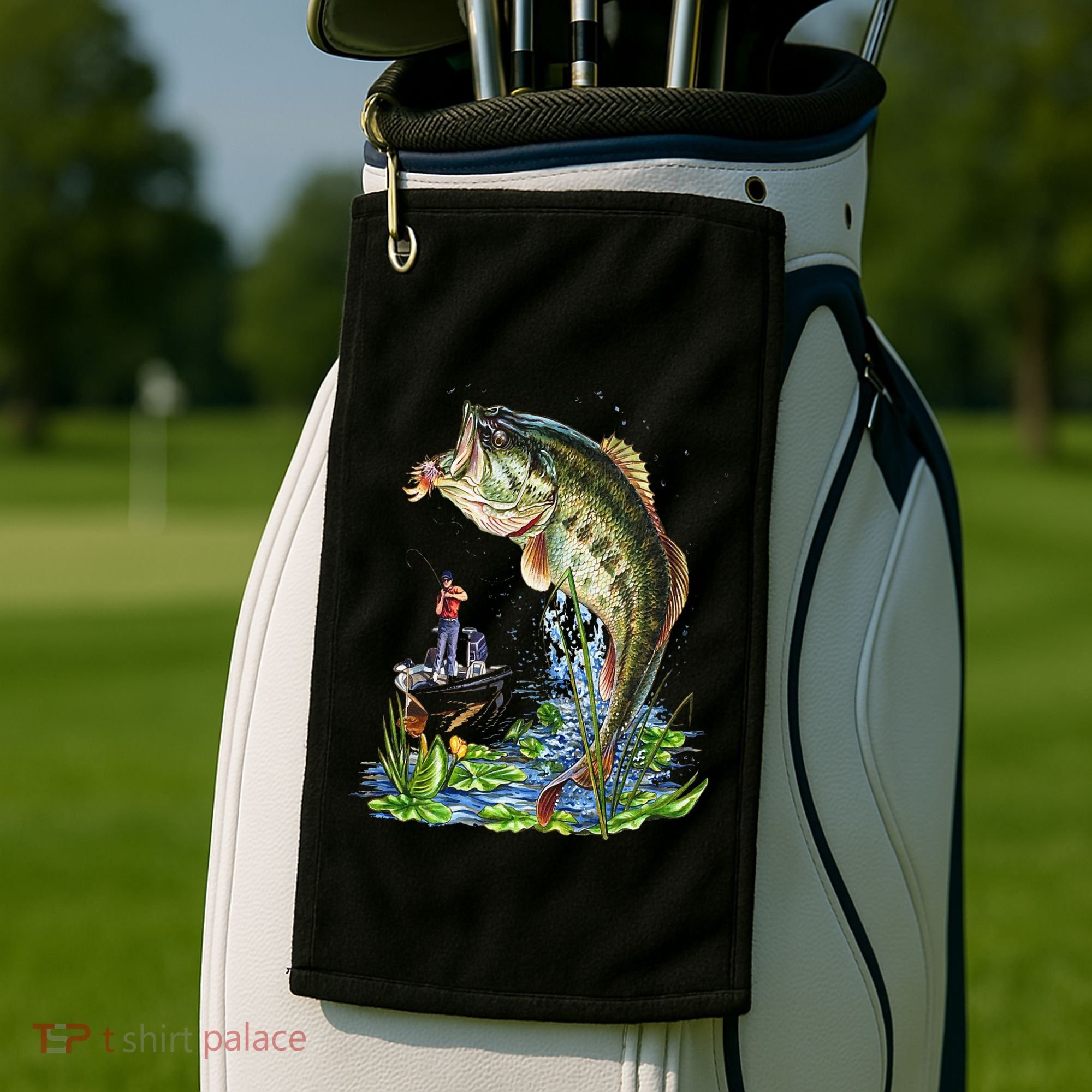 Fishing Graphic Large Mouth Bass Fish Golf Towel