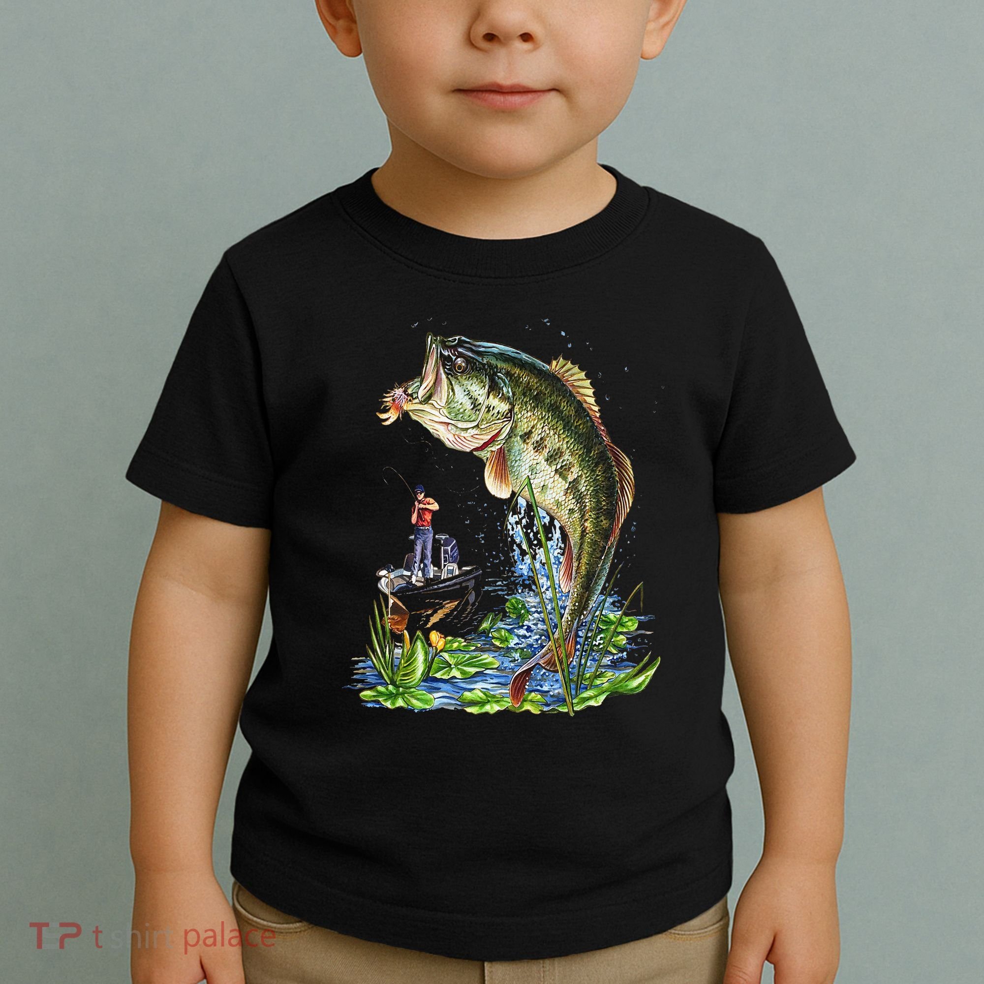 Fishing Graphic Large Mouth Bass Fish Toddler T-Shirt