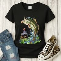 Fishing Graphic Large Mouth Bass Fish Women's T-Shirt thumb 3