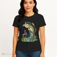 Fishing Graphic Large Mouth Bass Fish Women's T-Shirt thumb 4