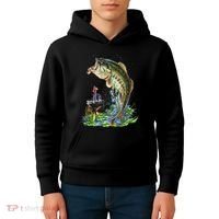 Fishing Graphic Large Mouth Bass Fish Kids Hoodie thumb 4